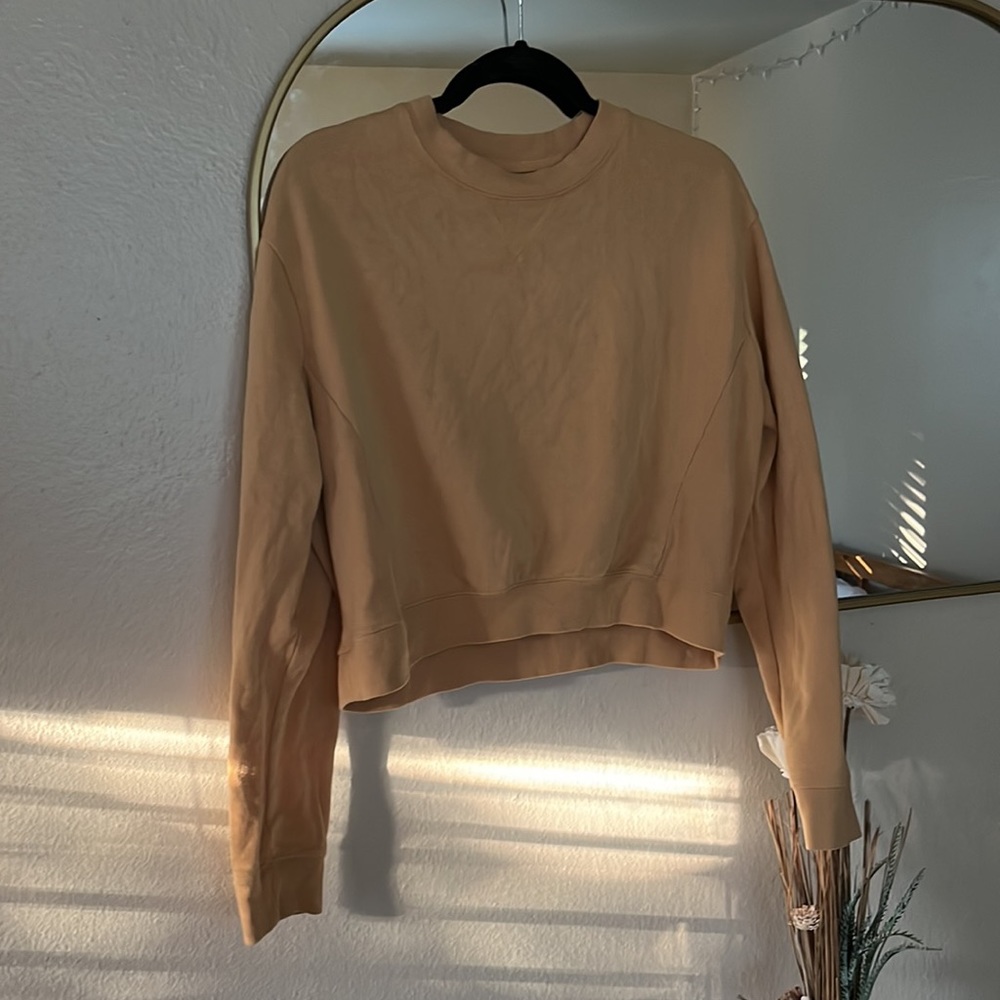 Mustard cropped crew neck sweatshirt